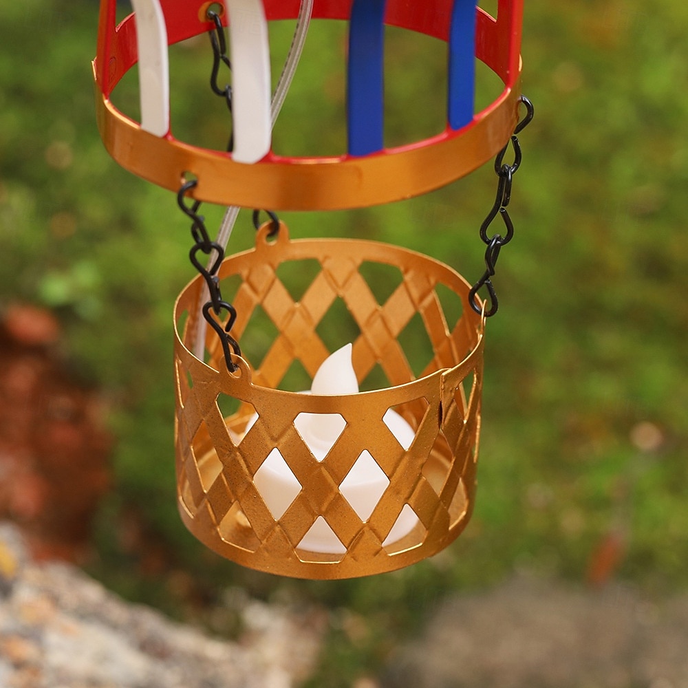 Outdoor Solar Hanging Lantern, Waterproof Metal Hot Air Balloon Decor with Flickering Flame LED, Patio Garden Porch Tree Balcony Fence Party Wedding Ambient Lighting 2026 - $23.99 –P12