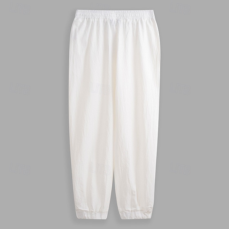 Herren Leinenhosen Hose Sommerhose Baggy-Hosen Kordelzug Elastischer Bund Einfarbig Einfach Komfort Atmungsaktiv Volle Länge Täglich Outdoor Ferien Urlaub Mode Khaki Cachi scuro Unelastisch 2026 - $26.99 –P9
