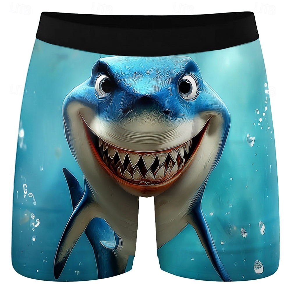 Voor heren Haai tekenfilm dieren Rekbare boxershorts Zwembroek Boxer Zwemshorts Grappig Casual Huis Strandvakantie Elastische tailleband Vochtregulerend Ademend ondergoed Ontwerper Kleding 2026 - $16.99 –P2