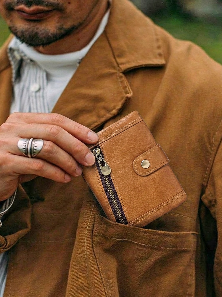 Portafoglio da uomo in vera pelle – organizer per carte, contanti e monete, design classico e resistente, ideale per lavoro e tempo libero, per l'uso quotidiano e i viaggi, disponibile in diversi del 2026 a $26.99 –P1