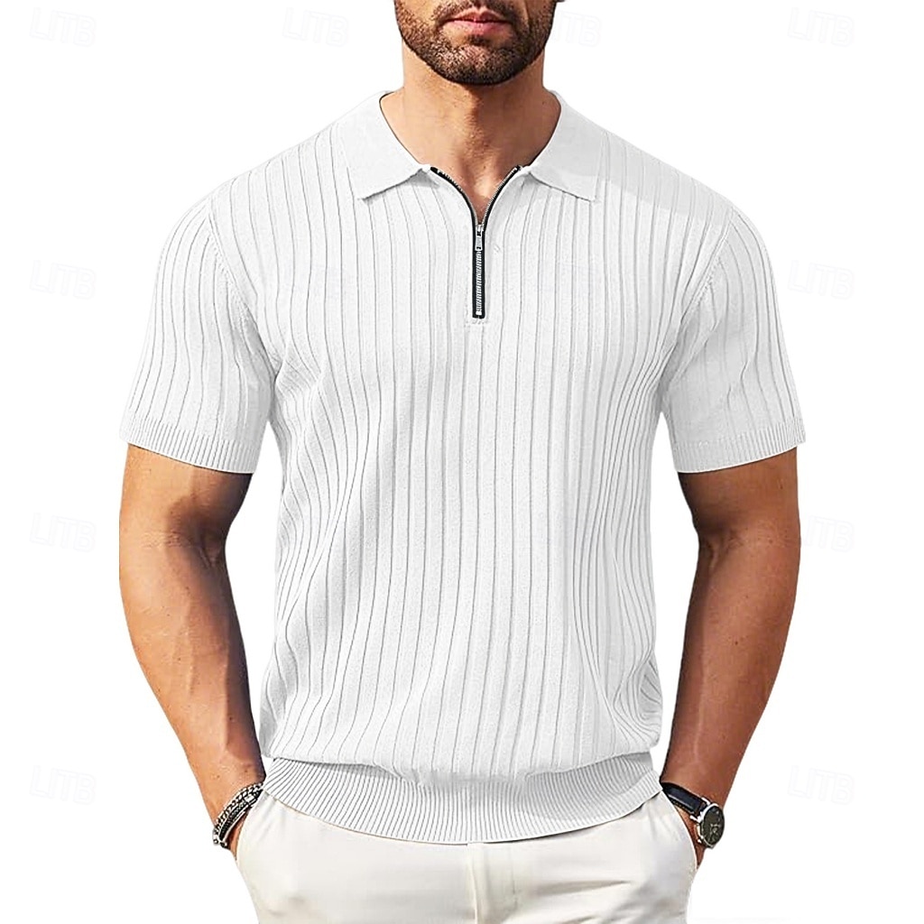 Pánské Polokošile Polo na zip Ležérní Denní Klopa Krátký rukáv Módní Základní Bez vzoru Lehká váha Čtvrtletní zip Léto Jaro Černá Bílá Námořnická modř Khaki Armádní zelená Polokošile 2026 - $24.99 –P2