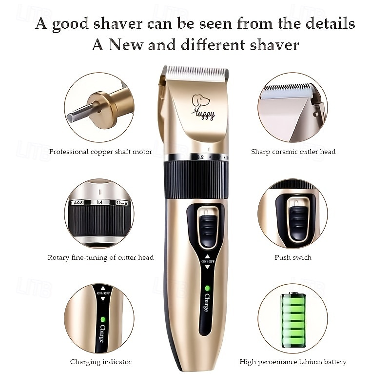 Electric pet grooming scissors, electric pet shaving tools electric razor Hair clippers Nail clippers 4 replaceable guide combs Scratch sharpener Charging cable 2026 - $31.99 –P6