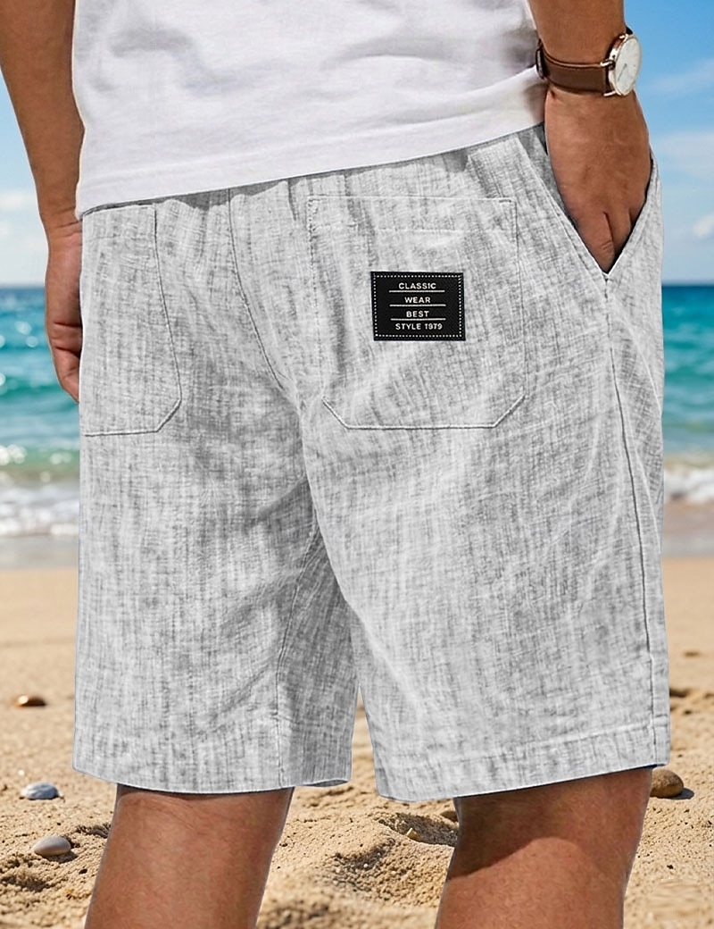 Homme Shorts Shorts en Lin Shorts d'été Shorts de plage Cordon de serrage Taille Élastique Uni Confort Respirant Longueur Genou Occasionnel Quotidien Extérieur ancien Vacances Gris blanc bleu marine de 2026 ? $24.99 –P5