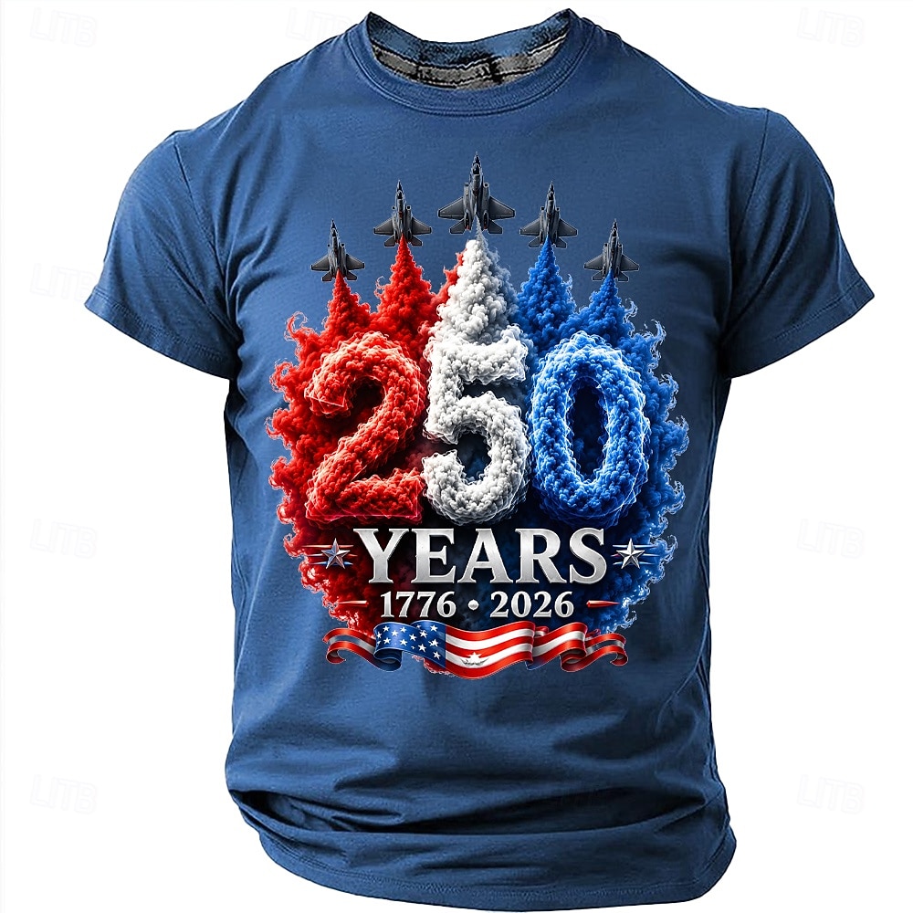 Men's 250th Anniversary Patriotic American Flag 1776 2026 Graphic T Shirt Short Sleeve Crew Neck Summer Street Top 2026 - $18.99 –P9