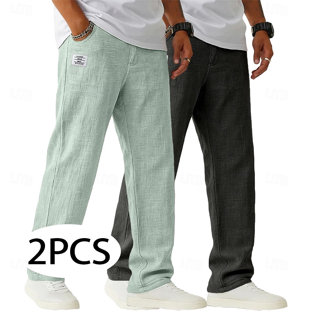 Per uomo Pantaloni di Lino Pantaloni Pantaloni Estivi Pantaloni Larghi Coulisse Elastico in vita Gamba Dritta Semplice Leggero Traspirante Lunghezza intera Casuale Quotidiano All'aperto Vacanza Moda del 2026 a $45.99 –P15