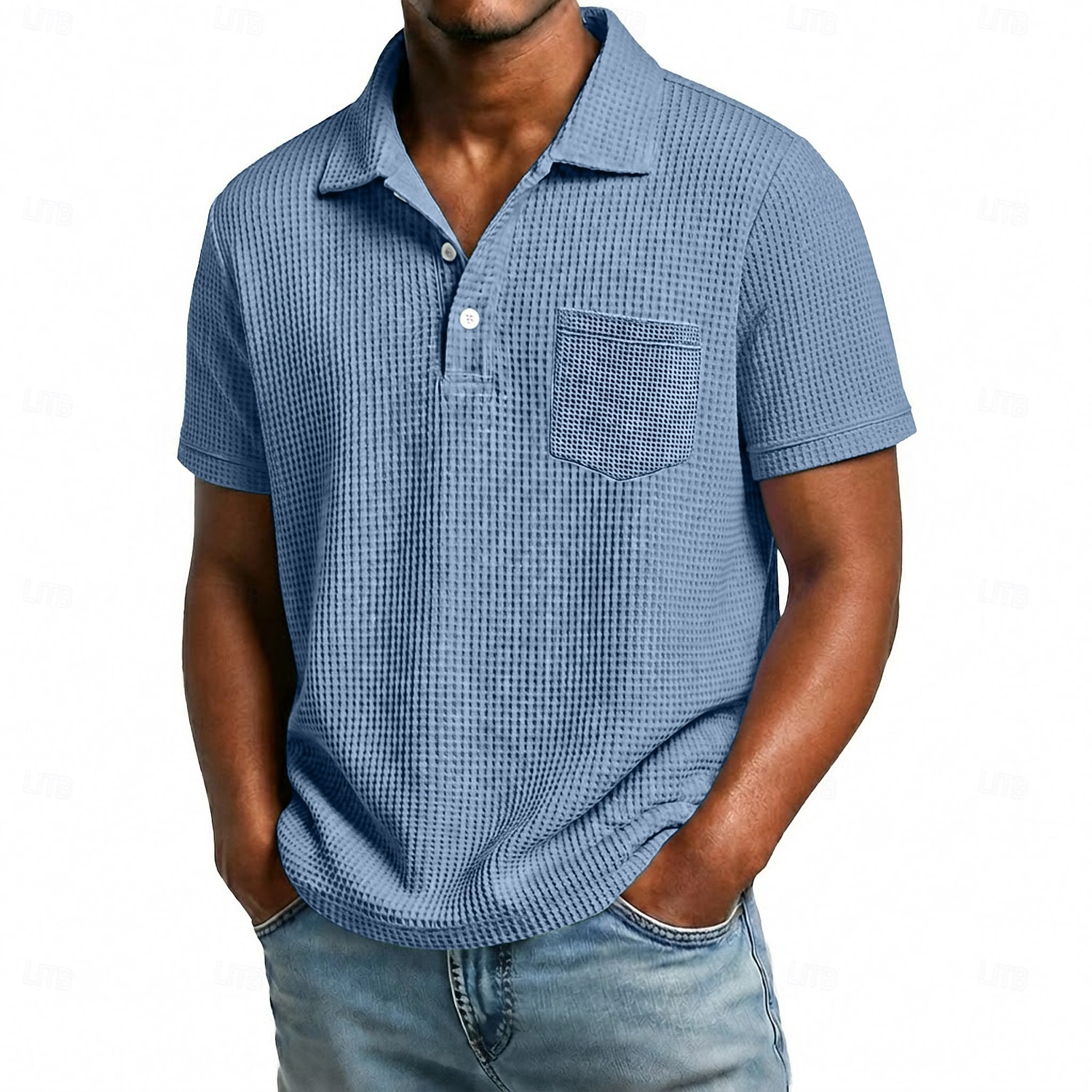 Men's Golf Shirt Waffle Knit Polo Shirt Casual Business Classic Short Sleeve Fashion Modern Solid Color Plain Buttons Summer Spring All Seasons Regular Fit White Light Green Burgundy Navy Blue Dark 2026 - $21.99 –P7