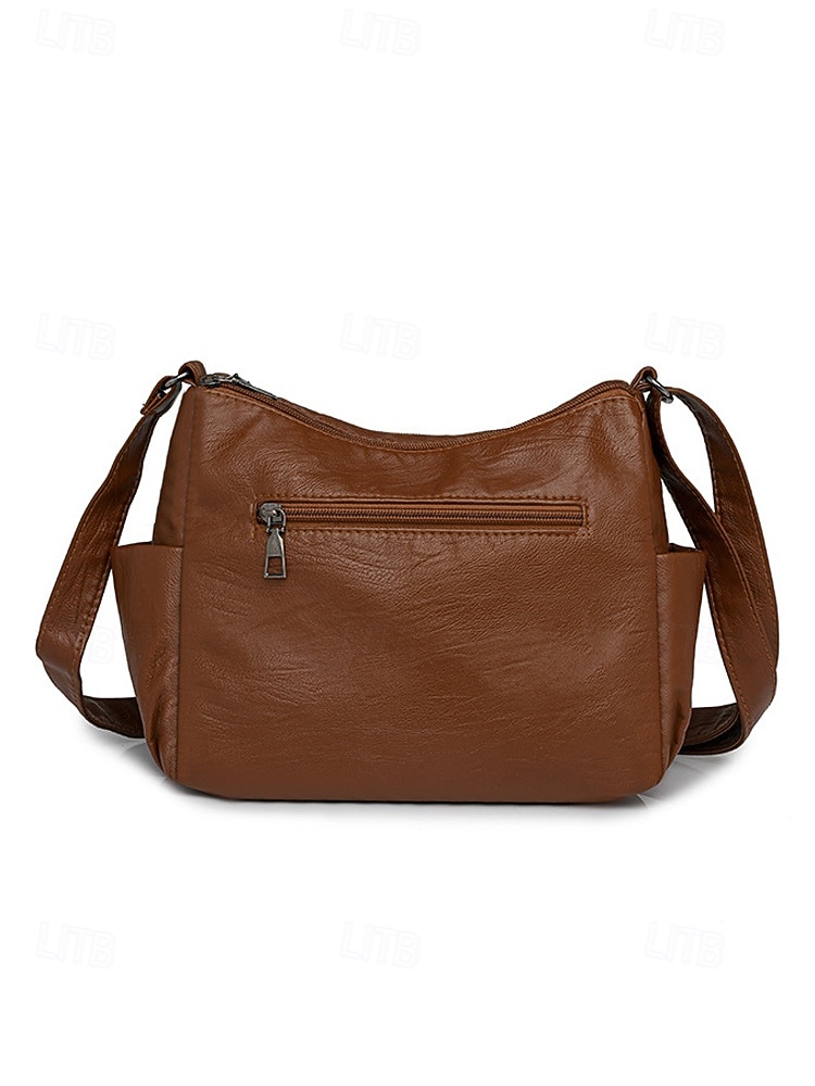 Bolsa transversal feminina em couro sintético, com vários bolsos, bolsa de ombro espaçosa com alça ajustável, bolsa mensageiro vintage macia para viagens, férias e uso casual diário. de 2026 por $18.99 –P8