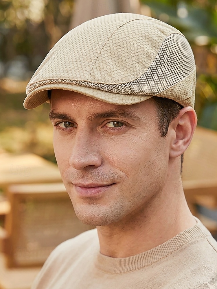 Men's Mesh Beret Hat - Breathable Polyester Ivy Cabbie Cap with Adjustable Buckle, Multiple Colors, Lightweight Newsboy Flat Cap for Summer Travel, Outdoor Activities & Daily Casual Wear 2026 - $14.99 –P1