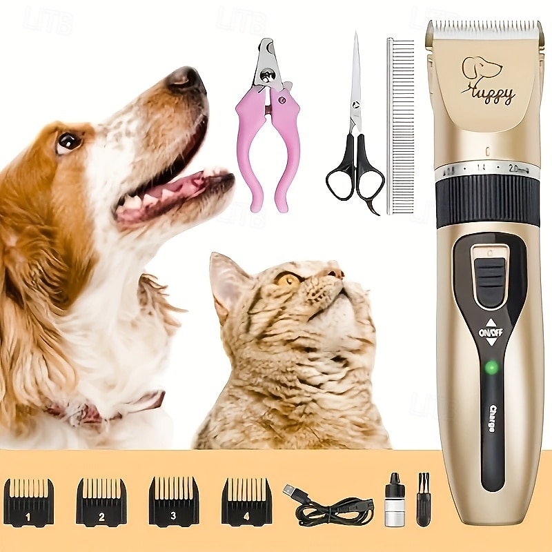 Electric pet grooming scissors, electric pet shaving tools electric razor Hair clippers Nail clippers 4 replaceable guide combs Scratch sharpener Charging cable 2026 - $31.99 –P1