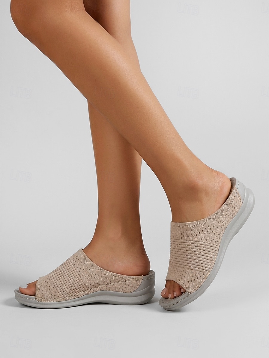 Damen-Sandalen mit Mandelfußgewölbestütze – offene Zehenpartie, weite Passform, Strickpantoffeln zum Hineinschlüpfen mit bequemer, gepolsterter Sohle, leichte Laufschuhe für geschwollene Füße, 2026 - $32.99 –P5