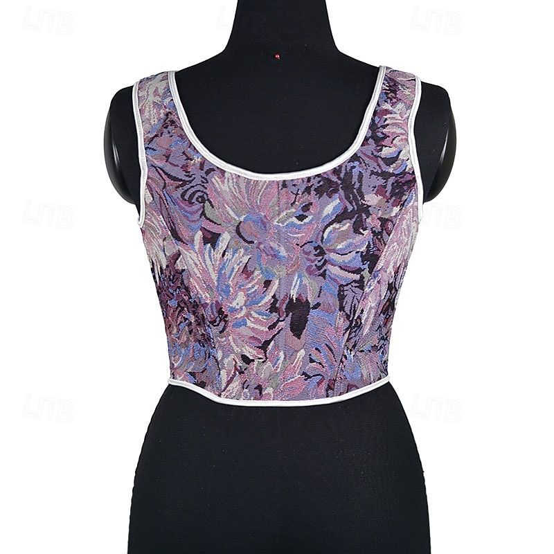 Medieval Renaissance Cottagecore Corset Overbust Corset Bodice Lace up Floral Fancy Dress Women's Fantasy Halloween Carnival Casual Daily Renaissance Fair LARP Adults' Corset Spring & Summer 2026 - $43.99 –P6