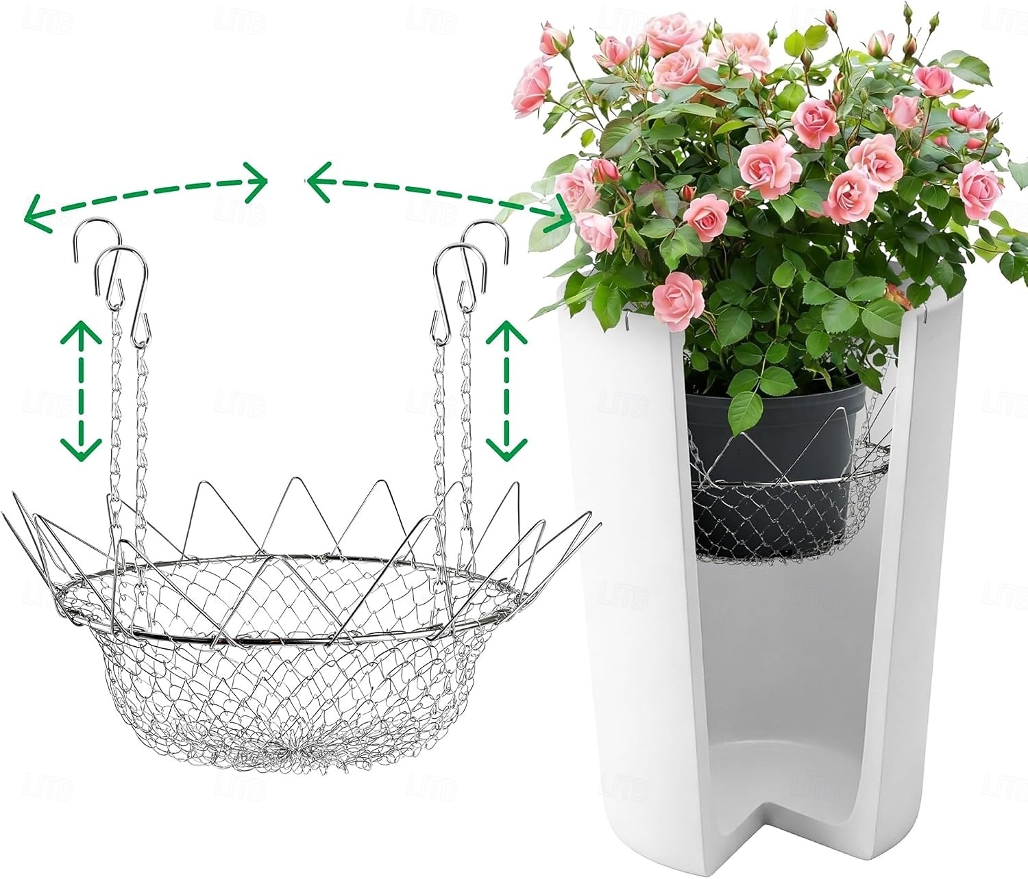 Suporte ajustável para vasos grandes, feito em aço inoxidável resistente à ferrugem, tamanho universal de 30 a 45 cm (12 a 18 polegadas), eleva as plantas para reduzir o uso de terra, ideal para de 2026 por $15.99 –P1