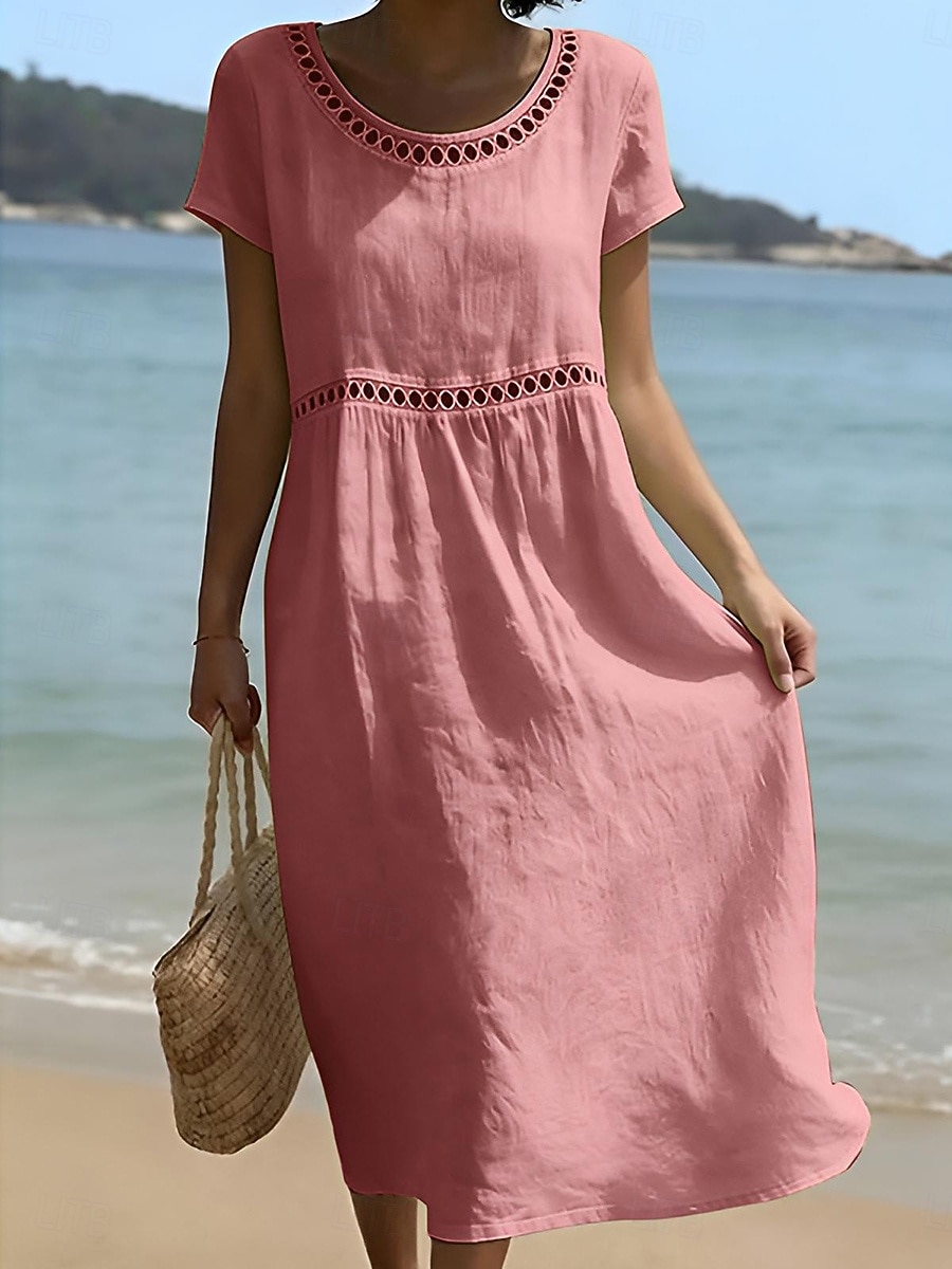 casual loose fitting summer dresses Eyelet Dress for Women Casual Loose V Neck Halter Tank Long Dress Vacation  Boho Beach Maxi Sundresses Summer Dresses at Amazon Women's Clothing store