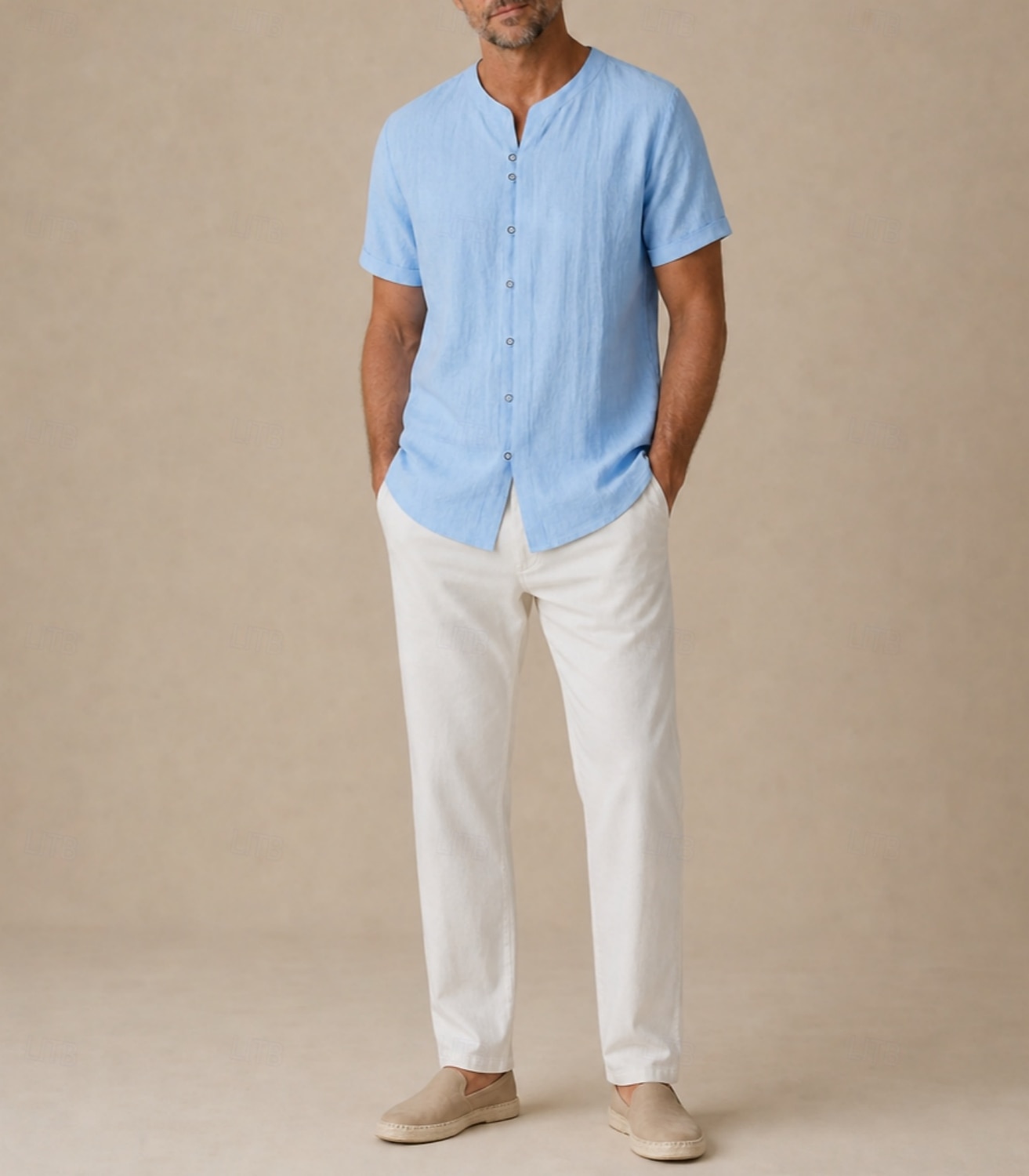 Men's Summer Linen Shirt - Soft Breathable Short Sleeve - Blue 2026 - $37.99 –P7