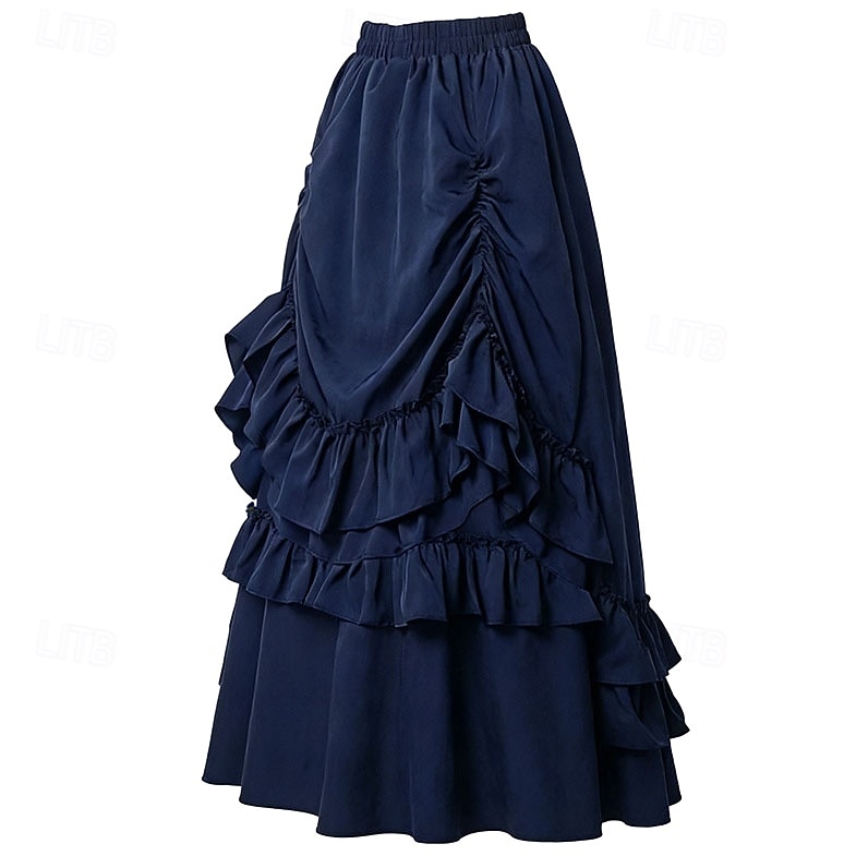 Retro Antiguo Victoriano Medieval Falda Bruja Princesas Aristócrata Volante Disfraz Mujer Víspera de Todos los Santos Carnaval Feria del Renacimiento LARP Adulto Falda 2026 - $50.99 –P7