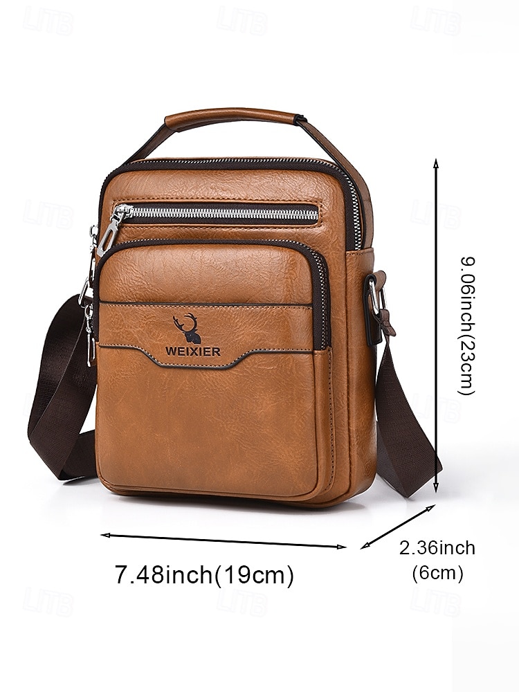 Men's Vintage Faux Leather Crossbody Bag, Multi-Color Large Capacity Multi-Pocket Shoulder Bag with Adjustable Strap for Travel Vacation and Daily Commute 2026 - E£1090.89 –P11