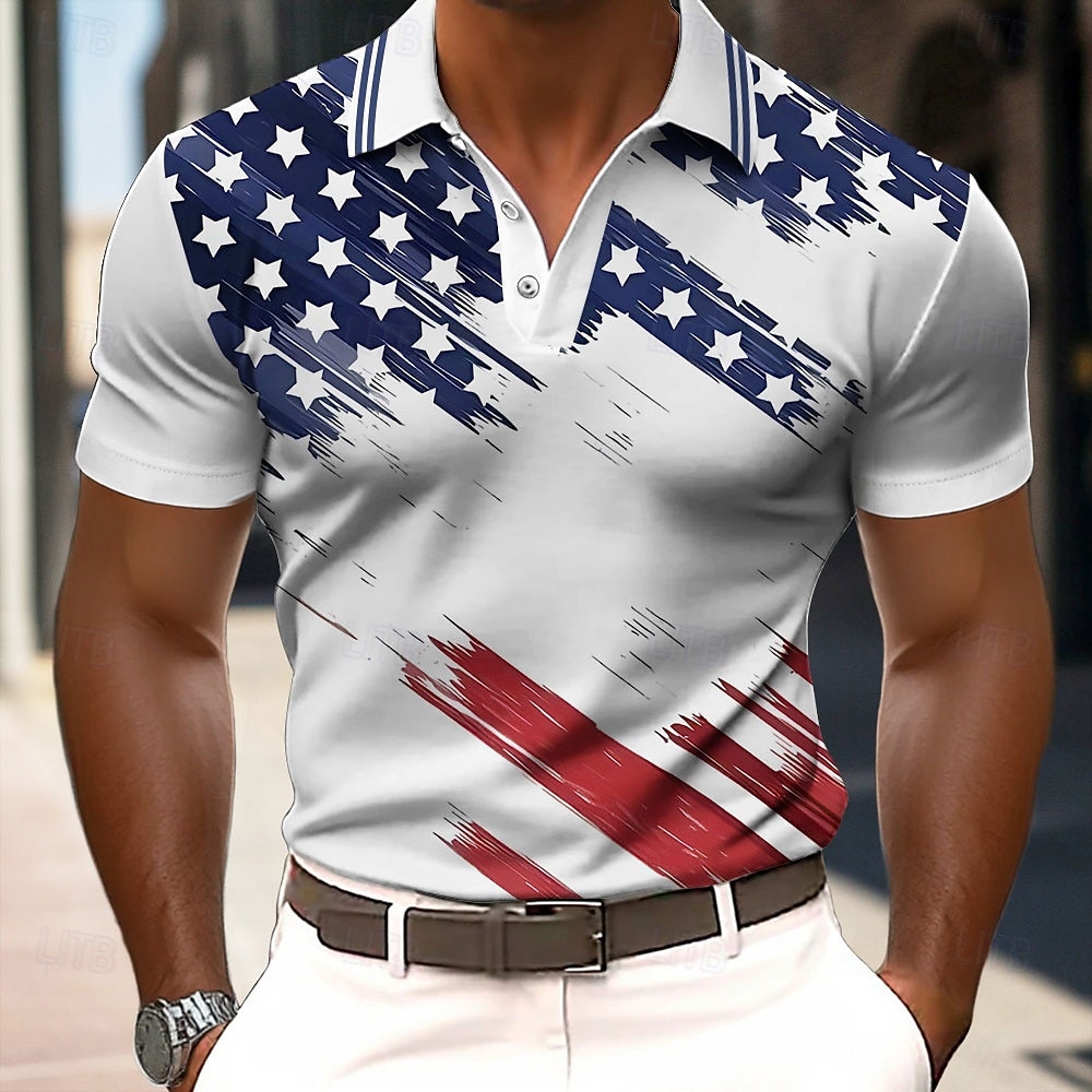 4 de julho de 2026 250º Homens American US Flag Pólo Manga Curta Camisas polo Camisas de colarinho Casual Ao ar livre Roupa Diária Impressão 3D Verão Azul Branco Azul Escuro de 2026 por $28.99 –P2