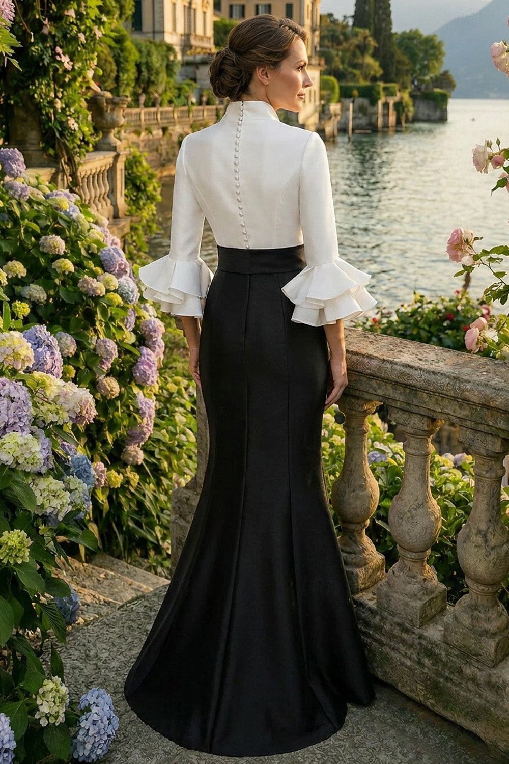 Trumpetti merenneito Kokopitkä Tanssiaismekot Iltapuku Ball Gown Muodollinen mekko Tyylikäs Juhlatyyli Silkkinen Puolihiha Paitapuserokaula-aukko Puutarhajuhlat Häät Joustava satiini kanssa Röyhelöity 2026 - $172.99 –P2