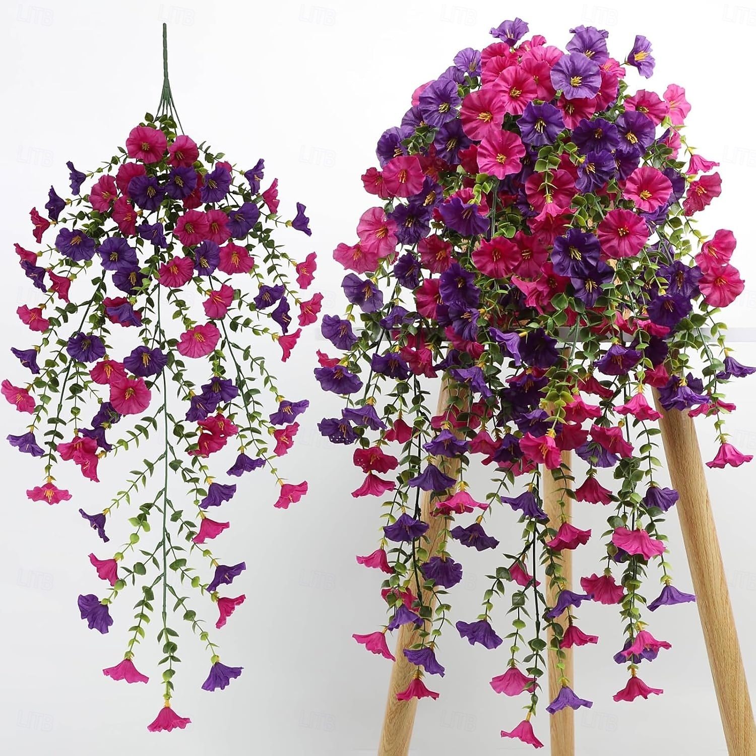 2PCS UV Resistant Artificial Morning Glory Hanging Flowers, Vibrant Purple and Red-Purple Plastic Faux Flowers for Porch, Garden, Wedding and Outdoor Decor, Weatherproof and Realistic Floral Decoration 2026 - $15.99 –P3