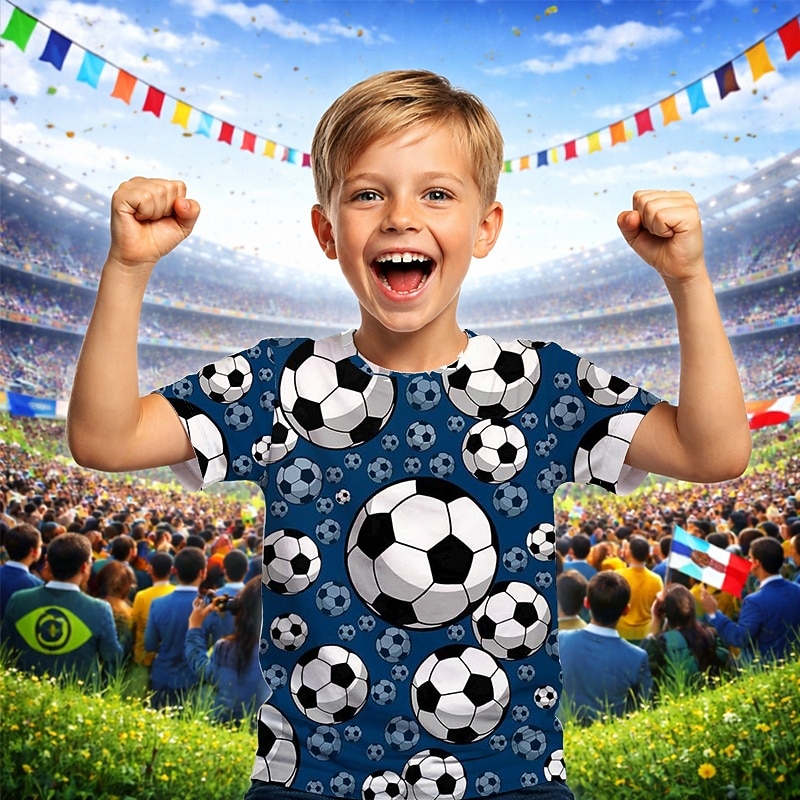 Băieți 3D Grafic Fotbal Tricouri de fotbal Tricou Manșon scurt Tipărire 3D Vară Primăvară Sport Modă Șic Stradă Copii 4-12 ani Stil Nautic Casual Zilnic În aer liber Fit regulat 2026 - $15.99 –P2