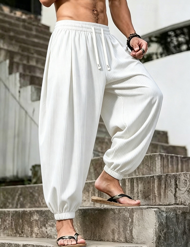 Per uomo Joggers Pantaloni Pantaloni casual Pantaloni a Nido d'Ape Coulisse Tasca Elastico in vita Tinta unica Asciugatura Rapida Leggero Quotidiano All'aperto Vacanza Vacanza Elegante Nero Bianco del 2026 a $26.99 –P15