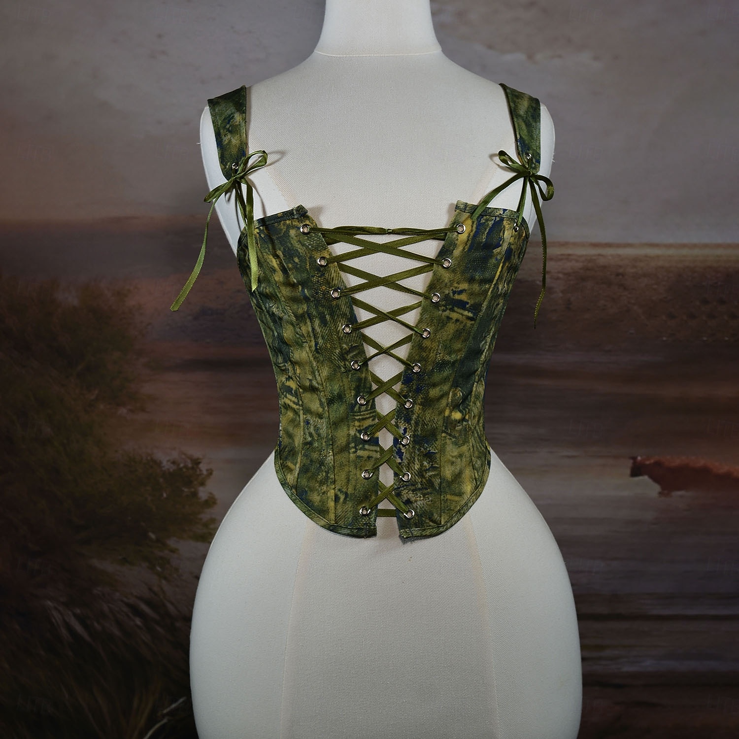 Medieval Renascentist Cottagecore Corset Corsaj Zana Cu Șiret Pictură în Ulei Costume de fancy Pentru femei Fantezie Halloween Carnaval Casul / Zilnic Târgul Renașterii LARP Adulți Corset Primavara 2026 - $51.99 –P1
