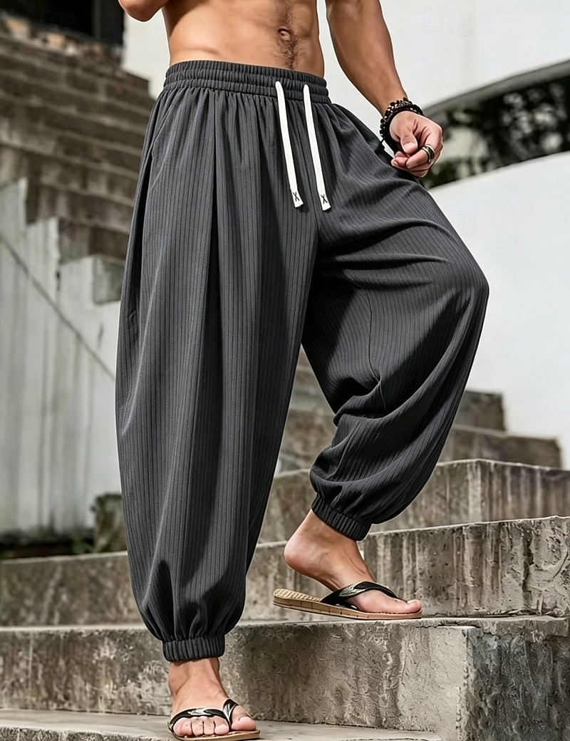 Per uomo Joggers Pantaloni Pantaloni casual Pantaloni a Nido d'Ape Coulisse Tasca Elastico in vita Tinta unica Asciugatura Rapida Leggero Quotidiano All'aperto Vacanza Vacanza Elegante Nero Bianco del 2026 a $26.99 –P7