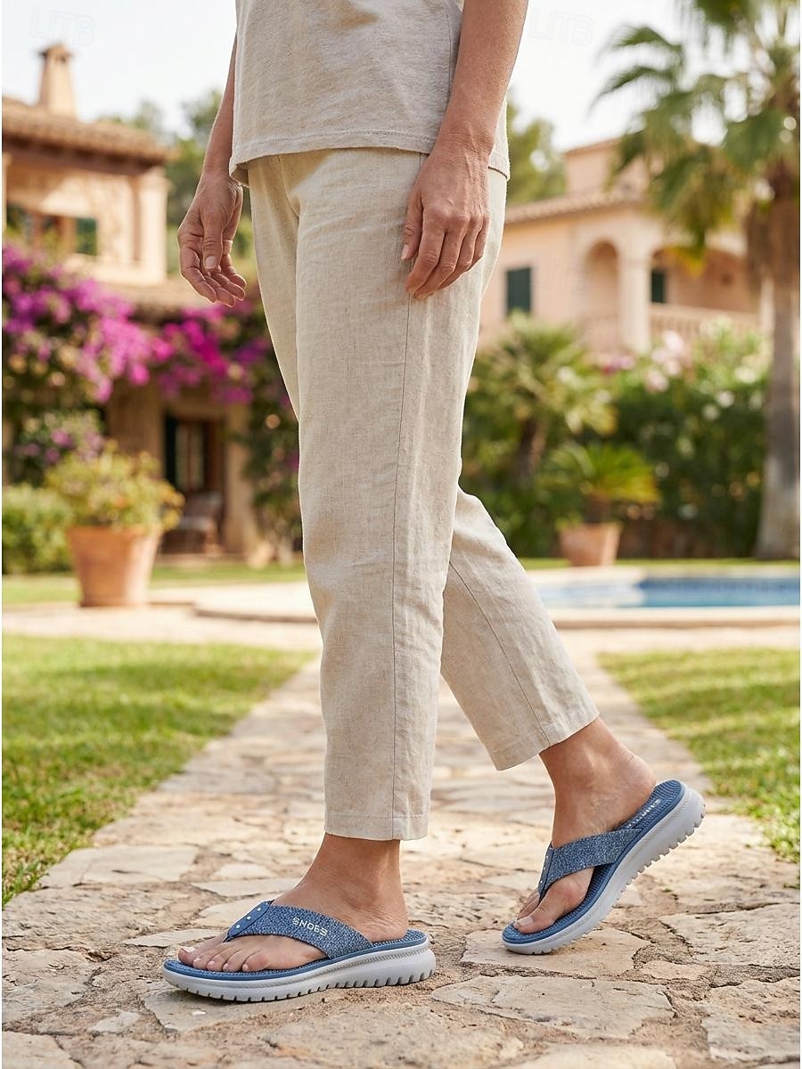 Infradito da donna blu glitterate con supporto plantare, comode e leggere, con suola flessibile antiscivolo, ideali per l'uso quotidiano e per le gite in spiaggia. &comfort per tutto il giorno del 2026 a $34.99 –P4