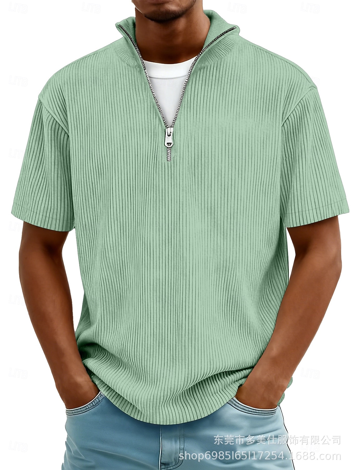 Per uomo Testurizzato Polo a Maglia Waffle Casuale Quotidiano Zip a un quarto Manica Corta Moda Semplice Cerniera Primavera & Estate Estate Primavera Vestibilità regolare Blu Verde Blu scuro Grigio del 2026 a $24.99 –P3
