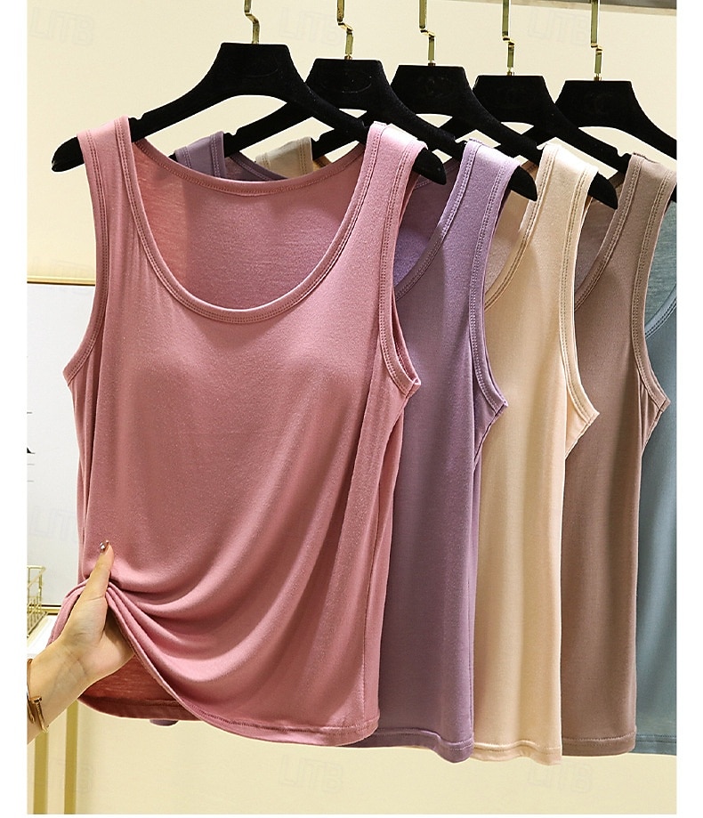 Femmes Top à épaules dénudées Texture Couleur Unie Occasionnel Sans manches Hauts Réguliers Occasionnel Bleu Ciel Gris métallisé Vert paon Noir Racine de Lotus Rose Été Printemps de 2026 ? $12.99 –P5