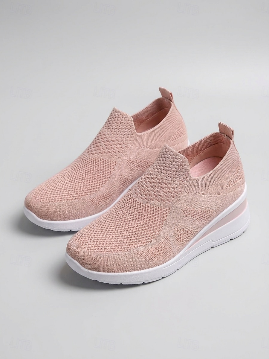 Teniși slip-on albi tricotați cu platformă pentru femei – pantofi sport ușori și respirabili, pentru activități în aer liber, plimbări, călătorii și purtare zilnică 2026 - $32.99 –P1