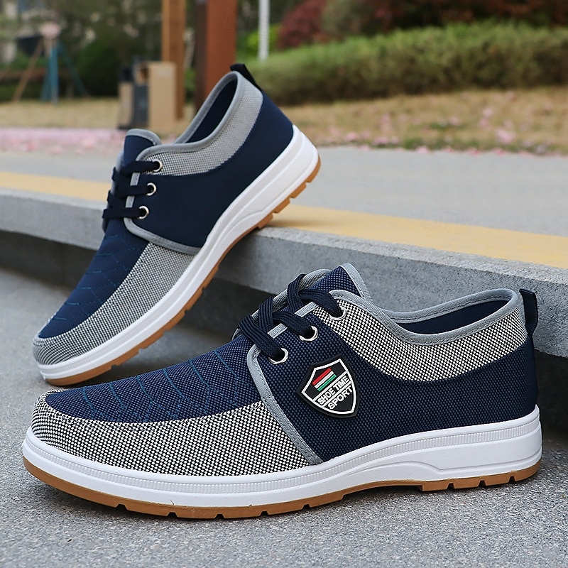 Zapatillas deportivas de hombre con cordones y bloques de color, calzado ligero e informal para caminar, ideal para viajes, uso diario y conjuntos de fin de semana. 2026 - $26.99 –P6