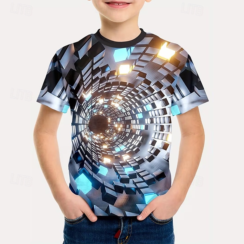 Jongens 3D Grafisch Geometrisch T-shirt Korte mouw 3D-afdrukken Zomer Lente Sport Modieus Streetwear Kinderen 5-12 jaar Strakke ronde hals Casual Dagelijks Buiten Normale pasvorm 2026 - $13.49 –P1