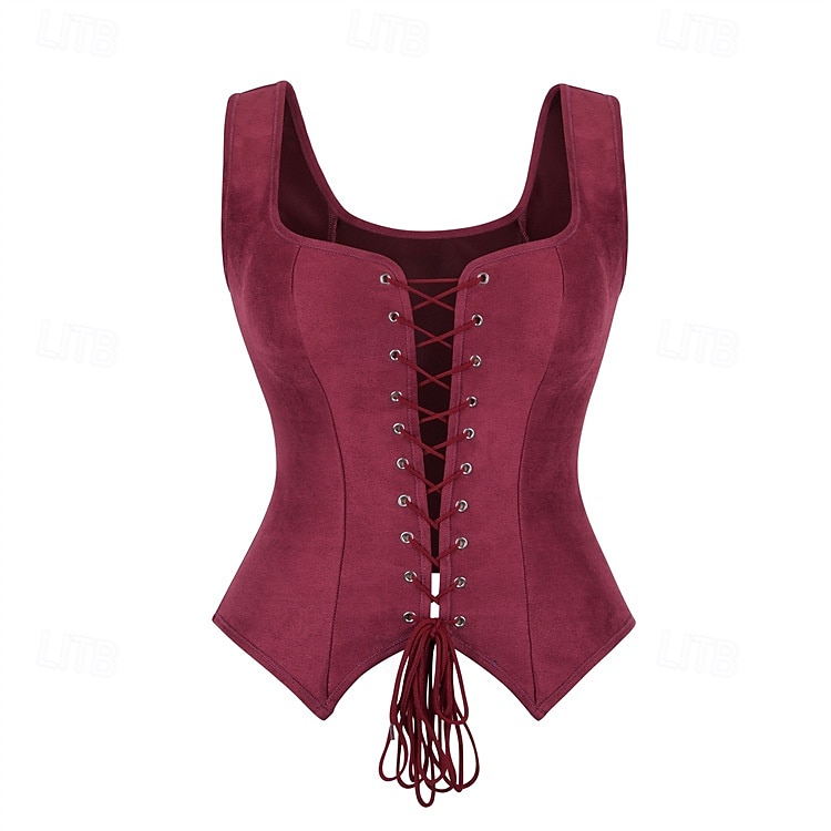 Retro / vintage Średniowieczne Renesansowa Gorset Kamizelka Gorset na biust Pirat Ranger Rolnik Wiązanie Kwadratowy dekolt Strój na bal maskowy Damskie Fantasy Halloween Karnawał Targi Renesansu LARP 2026 - $31.99 –P9