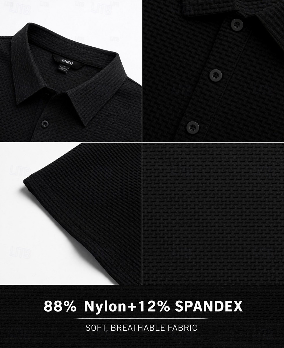 Men's Textured Golf Polos Shirts- Cooling Short Sleeve-Black White Grey 2026 - $33.99 –P1