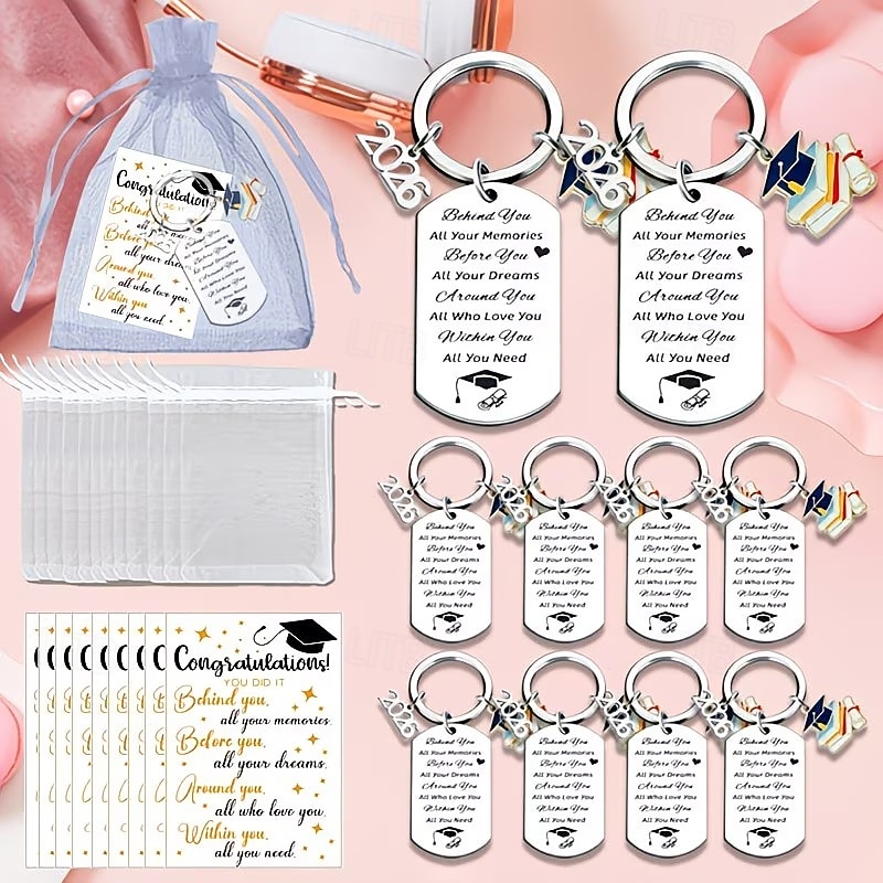 36pcs/12sets 2026 Graduation Keychain, Zinc Alloy Cap Certificate Pendant with Appreciation Cards And Gauze Bags, Graduation Present for Classmates, Best Friends, University, or High School Students 2026 - $27.99 –P1