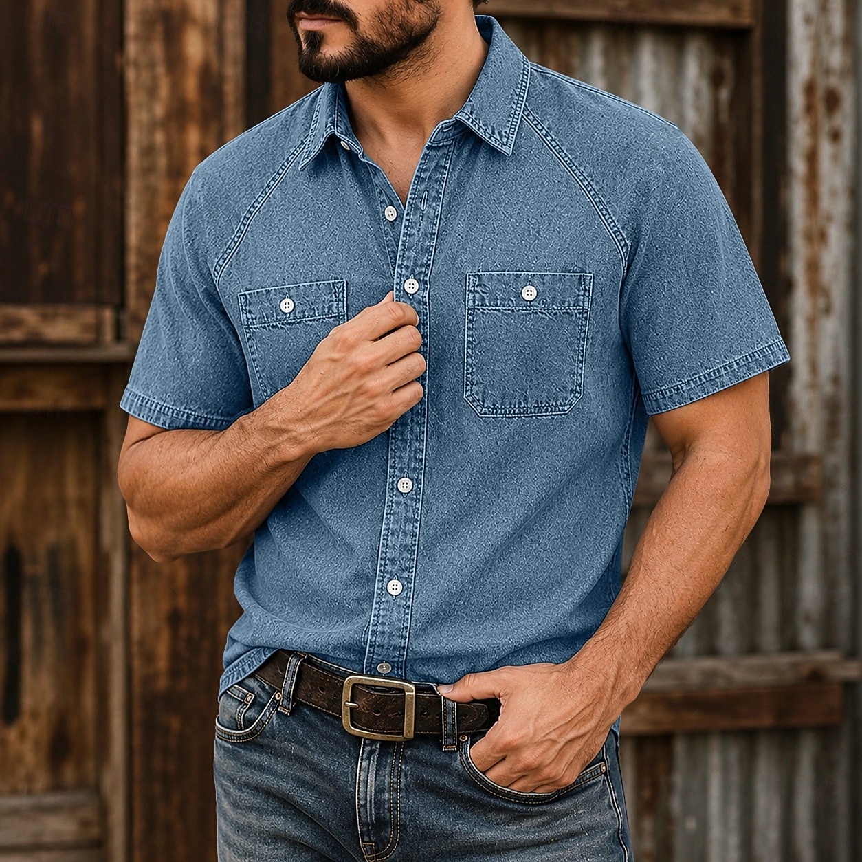 SoftFade™ Men's Shirt Casual Shirt Acid Wash Shirt Garment Dyed Black Light Green Blue Purple Green Short Sleeve Plain Shirt Collar Casual Daily Clothing Apparel Elegant Fashion Casual 2026 - $31.99 –P9
