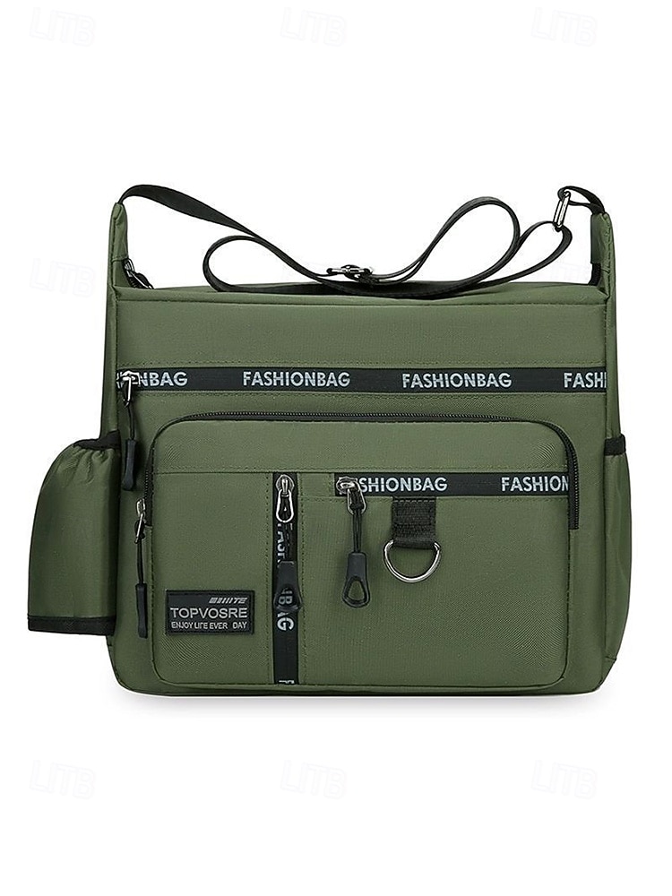Bolsa transversal masculina em nylon, bolsa de ombro com vários bolsos e porta-garrafa, mochila casual para atividades ao ar livre. &uso diário de 2026 por $18.99 –P4