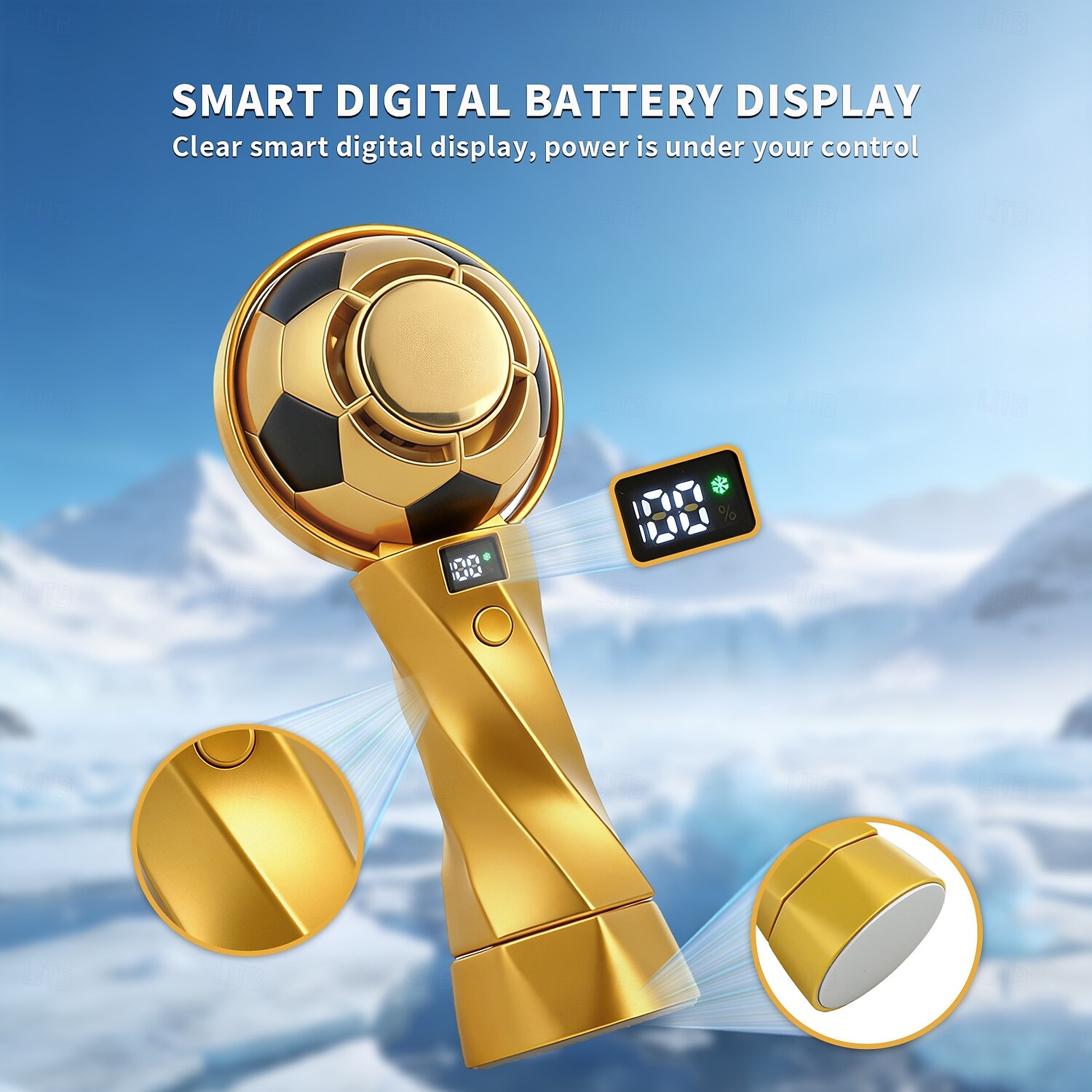 2026 World Soccer USB Rechargeable Football Handheld Fan with LED ...