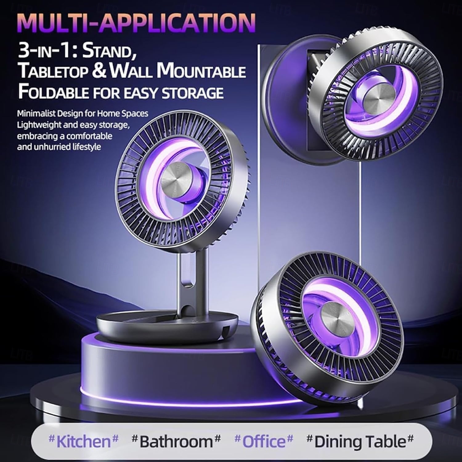 2026 Upgrade Foldable LED Color Changing USB Rechargeable Quiet Mini Desktop Fan, 5-Speed Adjustable, Long Battery Life, Portable for Bedroom, Office, Dorm, Outdoor, Travel, Camping 2026 - $32.99 –P5
