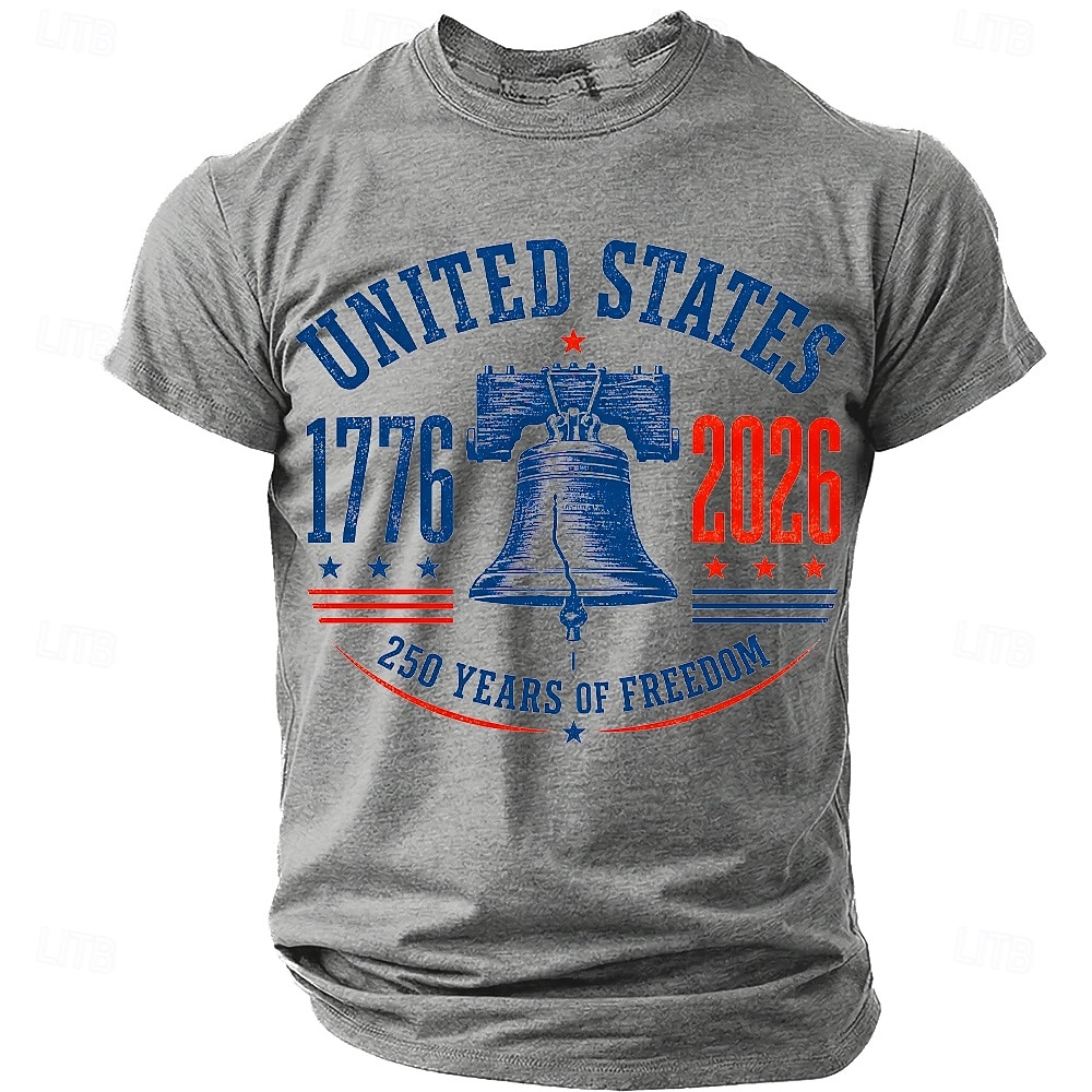 250 aniversario, 4 de julio, '250 años de libertad', campana de la libertad, Estados Unidos, 1776-2026, camiseta patriótica vintage para hombre, cuello redondo, manga corta, regalo del Día de la 2026 - $18.99 –P5