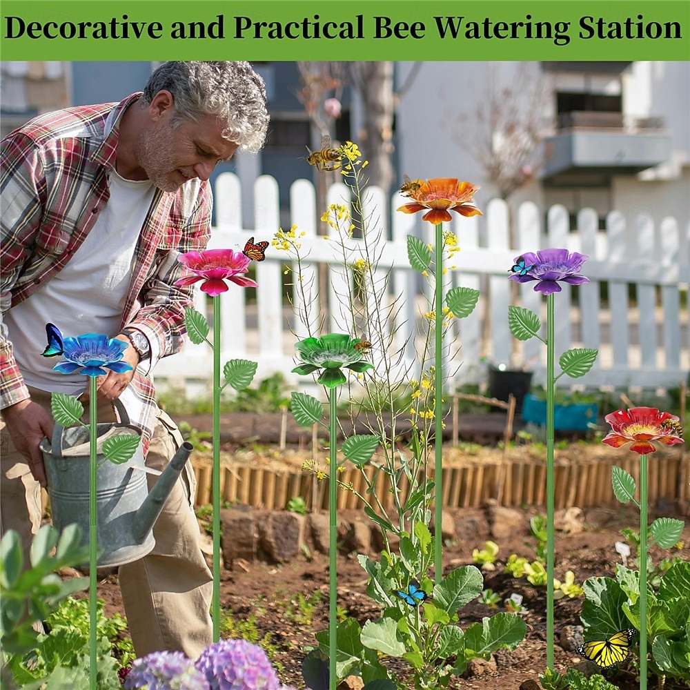 Outdoor Bee Watering Station for Garden with Beautiful Flower Design, Bee Feeders and Butterfly Feeders Combo, Outdoor Bee Baths and Bee Waterer, Gardening Essentials, Garden Decor for Outside 2026 - $15.49 –P7
