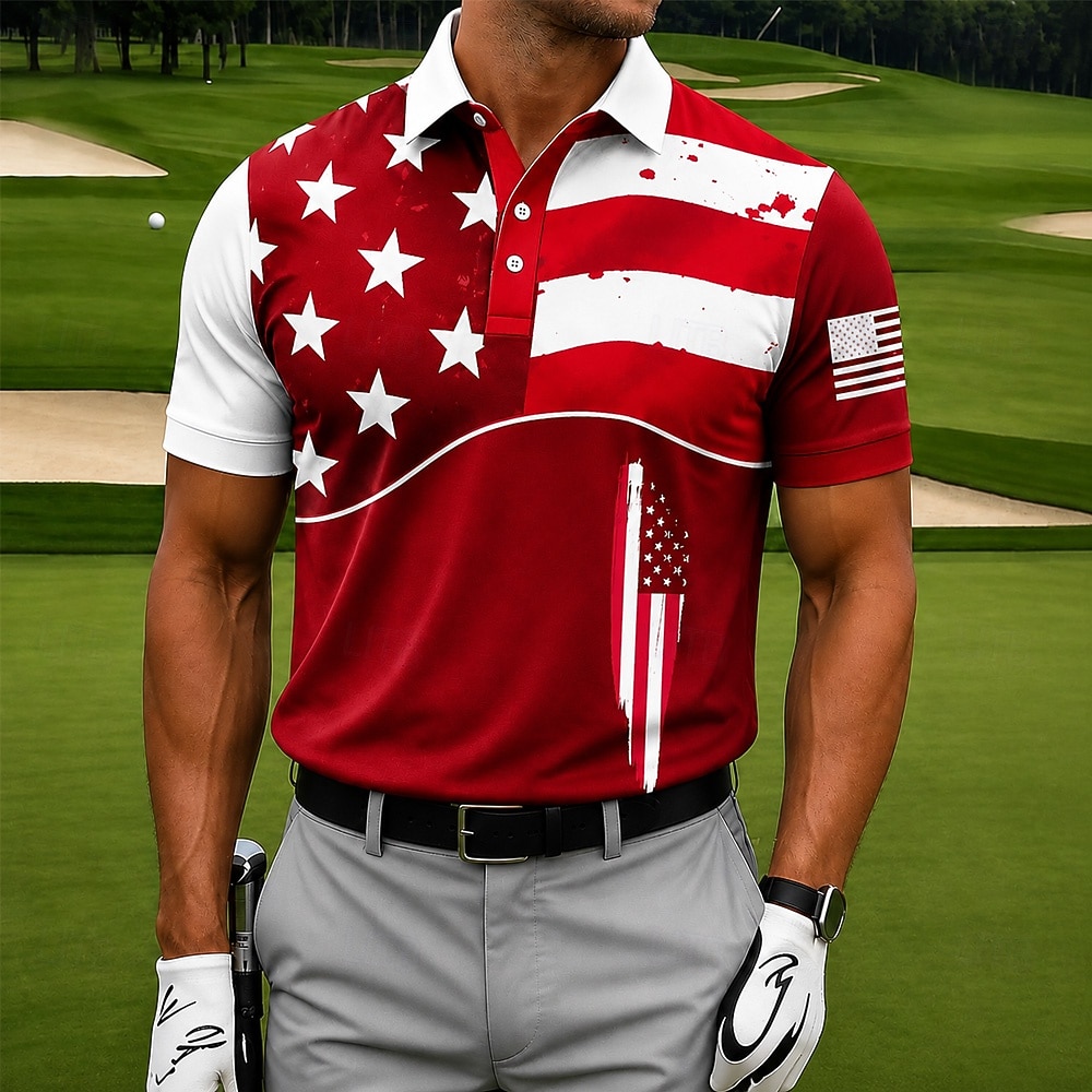 4 luglio 2026 250° Per uomo Bandiera Americana Golf Polo Sportivi Manica Corta Magliette polo Camicie con Colletto Casual Athleisure Abbigliamento quotidiano Abbigliamento da festa Stampa 3D Bottoni del 2026 a $22.99 –P3