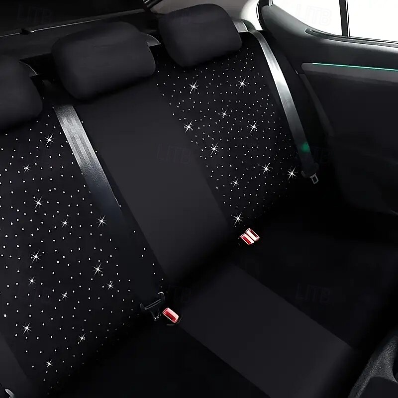 7 Pcs Bling Car Seat Covers Full Set for Women, Sparkling Rhinestone Diamond Starry Sky Universal Fit for Sedan SUV Truck, Elegant Black Breathable Auto Interior Decor Accessories 2026 - $33.99 –P5