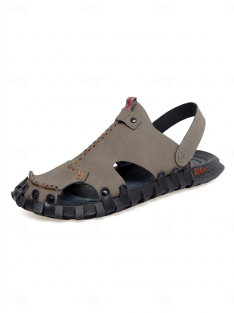 Grijze herensandalen, verstelbaar, comfortabel, geschikt voor zomerse wandelingen, strandvakanties, uitstapjes naar de kust, ontspanning aan zee en outdooractiviteiten tijdens de vakantie. 2026 - $34.99 –P5