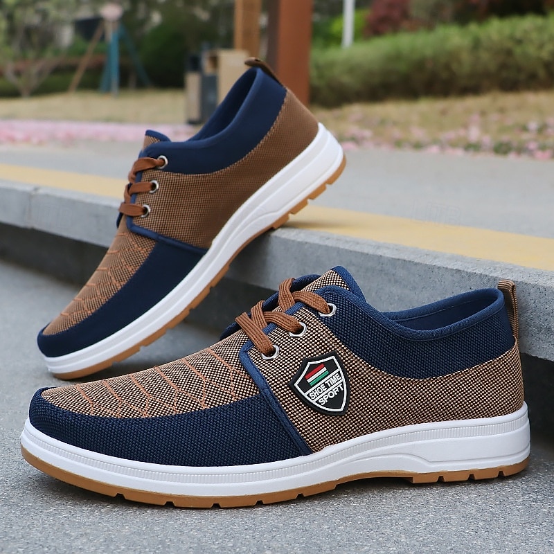 Zapatillas deportivas de hombre con cordones y bloques de color, calzado ligero e informal para caminar, ideal para viajes, uso diario y conjuntos de fin de semana. 2026 - $26.99 –P5