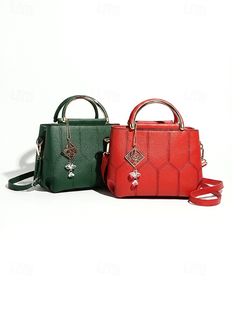Geantă de damă din piele ecologică, geantă multicoloră cu pandantiv tip ciucure, curea reglabilă pentru mânerul superior, umăr, crossbody, cadouri pentru întâlniri, purtare zilnică 2026 - $24.99 –P5