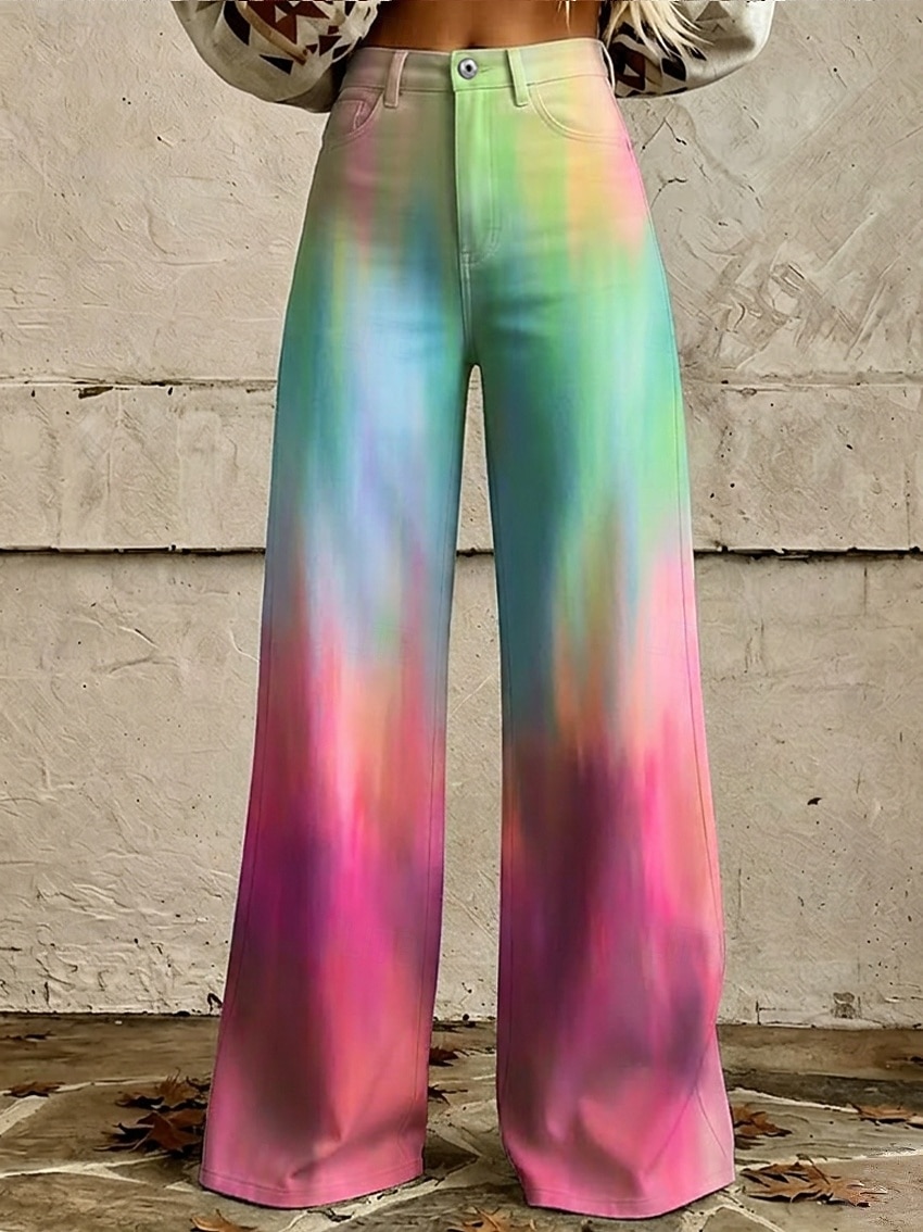 Retro Vintage Boho 1970s Pants Wide Legged Pants Hippie Disco High Waist Floral Faux Jeans Style Fancy Dress Women's Halloween Carnival Music Festival Pride Parade Retro Theme Party Adults' Pants 2026 - $35.99 –P9