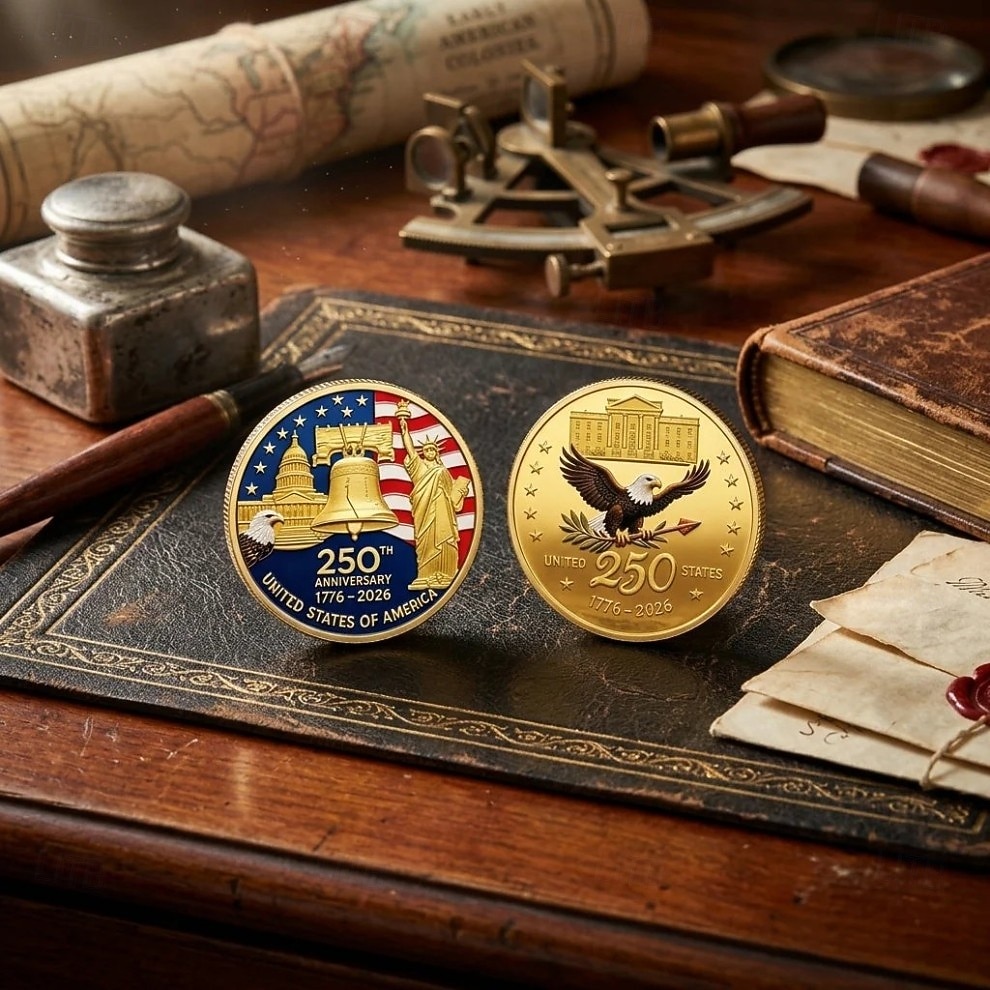 9 db-os amerikai 250. évfordulós emlékérme ajándékkészlet, hazafias katonai kihívás érmegyűjtemény, díszdobozban, amerikai 1776-2026 emléktárgy ajándék a függetlenség napjára 2026 - $49.99 –P8