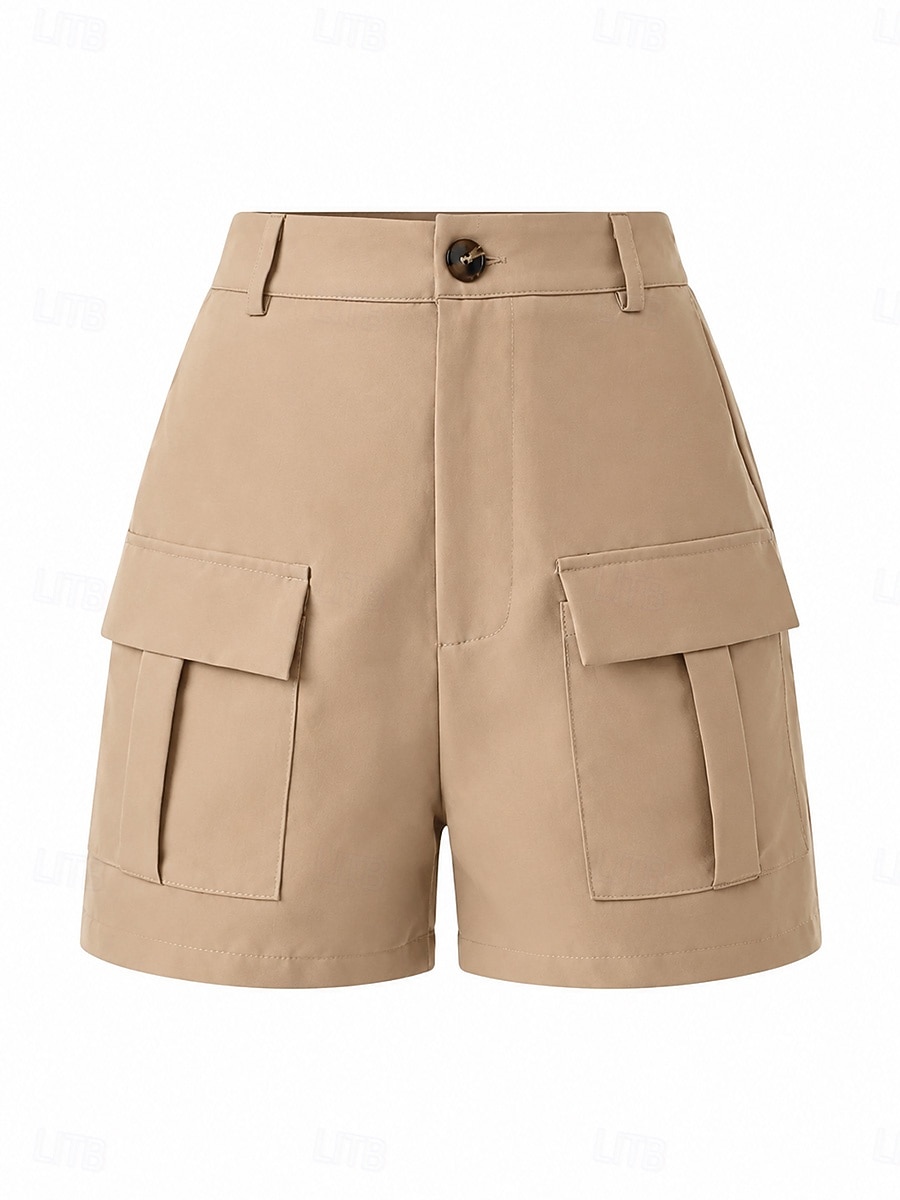 Dame Cargoshorts Burmuda shorts Grunnleggende Kort Høy Midje عادي Komfort Uelastisk Daglig Kakifarget Sommer Vår Høst Normal 2026 - $36.99 –P3